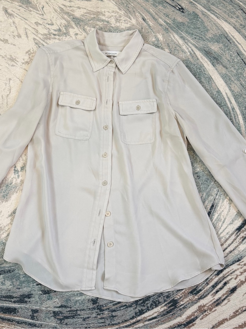 Workshop Republic Clothing Light Cream Button-Front Utility Shirt